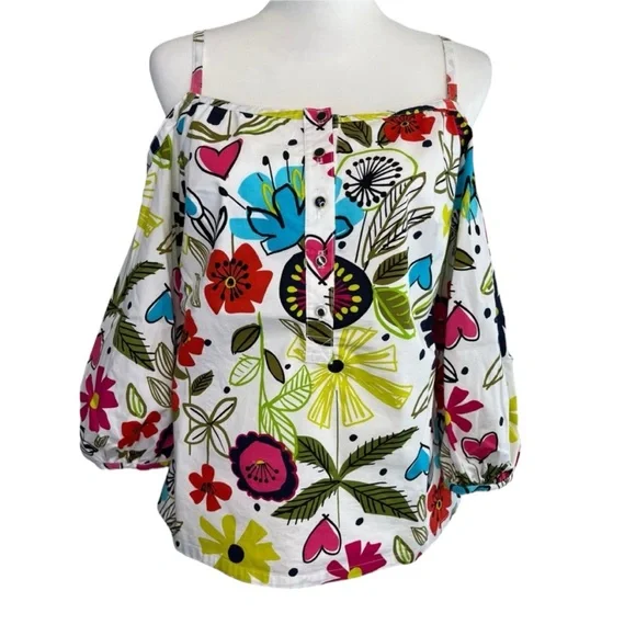 Trina Turk Multicolor Peek a Boo Shoulder Top Size S - Picture 1 of 7